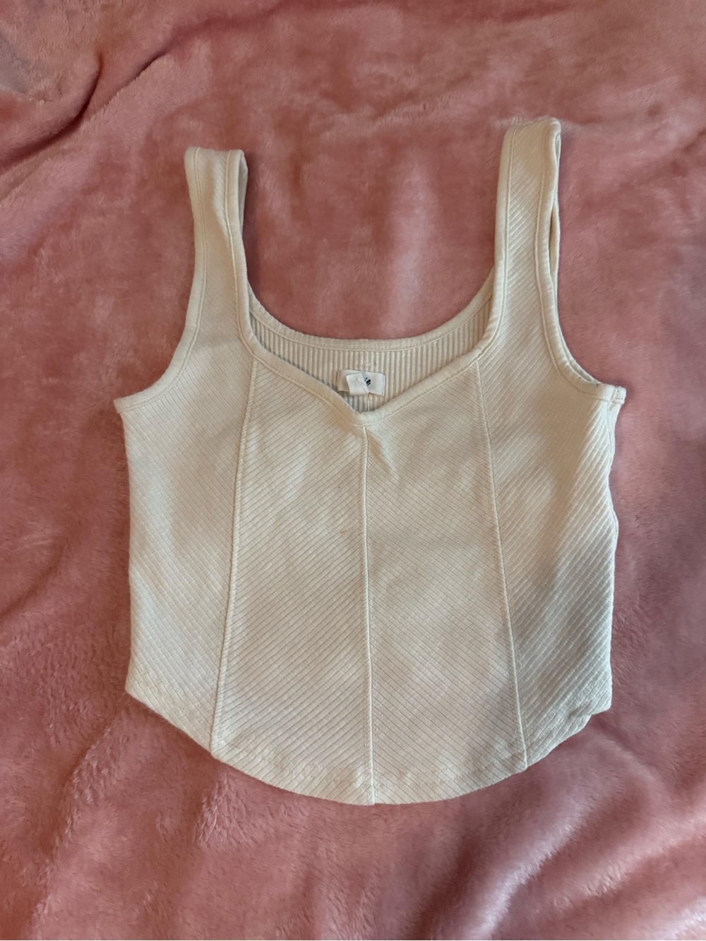 Aerie Ribbed Tank Top in Cream